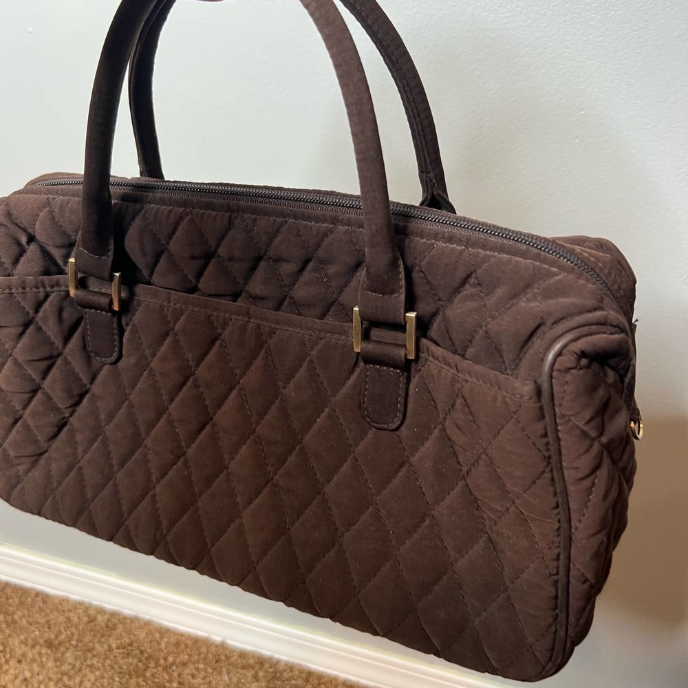 Vera Bradley Simple Basic Solid Quilted Brown Two… - image 3